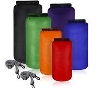 Set de 6 Bolsas Secas Impermeables Combinación de Sacos Estancos Herméticos Ligeros 20 L 15 L 10 L 8 L 5 L 3 L Correa de Hombro Ajustable Larga para Kayak Navegar Senderismo Cámping (Multicolores)