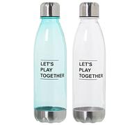 Set de 6 Botellas de PS con tapón de Metal para 650ml en Transparente/Celeste y Cromado 7x25cm