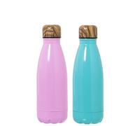 Set de 6 Botellas de Termo de 350ml en Acero INOX en Verde y Rosa 7x27cm