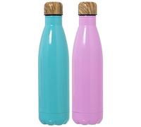 Set de 6 Botellas de Termo de 500ml en Acero INOX en Verde y Rosa 7x27cm