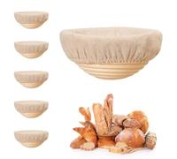 Set de 6 Cestas de Fermentación Banneton, Mini Cestas para Masa Madre de 15 cm, Accesorios para Hornear Pan, Cuencos de Ratán para Fermentación y Leudado de Masa (Redondo)