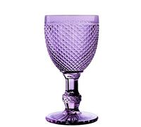 Set de 6 Copas de Cristal con Decoracion Diamante en Violeta 8.5x8.5x16.5 cm