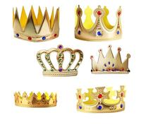 Set de 6 Coronas Doradas de Reyes Magos, Corona Rey y Reina para Niños y Adultos, Accesorios para Disfraz de Rey y Reina, Coronas para Roscón de Reyes, Corona Cumpleaños Infantil, Decor para Epifanía