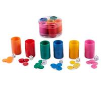 Set de 6 Cubiletes de Plástico para Parchís y Oca, con Dados y Fichas, Multicolor (Set 6 Cubiletes)