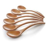 Set de 6 Cucharas de Madera Natural para Cocina - Juego de Cucharas de Sopa, Agitador de Mezcla, Utensilios para Niños
