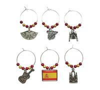 Set de 6 España Copa de vino encantos con bolsa de regalo de terciopelo hecho a mano por Libby 's Market Place