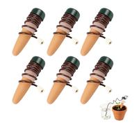 Set de 6 Mecanismos de Riego Automático de Cerámica para Plantas de Interior y Exterior, Cono de Arcilla con Manguera, Sistema de Goteo para Grandes y Pequeñas Plantas, para Riego en Vacaciones