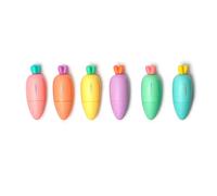Set de 6 Mini Marcadores Carrate Team de Legami - Tamaño Compacto y Estilo Kawaii para Colorear y Subrayar