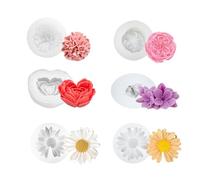 Set de 6 moldes de silicona para velas con forma de flor, Moldes velas de silicona premium, Moldes de siliconas 3D para velas, Moldes siliconas flores, Para crear velas, jabones.