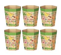 Set de 6 Papeleras de Cartón - Cubos de Basura Plegables, Reciclables, Sin Plástico y Reutilizables para Niños - Pequeñas Basurero para Dormitorios, Salas de Juegos, Habitaciones Infantiles (6L)
