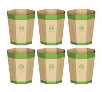 Set de 6 Papeleras de Cartón - Cubos de Basura Plegables, Reciclables, Sin Plástico y Reutilizables - Pequeñas Basurero para Oficina, Dormitorios, Hogar, Eventos y Actividades al Aire Libre (12L)