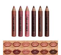 Set de 6 perfiladores de labios de terciopelo mate: lápices 2 en 1 de alta pigmentación perfilador y barra de labios, kit de lápices de labios de larga duración para perfilar y rellenar los labios