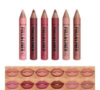 Set de 6 perfiladores de labios de terciopelo mate: lápices 2 en 1 de alta pigmentación perfilador y barra de labios, kit de lápices de labios de larga duración para perfilar y rellenar los labios