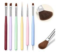 Set de 6 Pinceles para Uñas, Pinceles para uñas de Arte, Pinceles para Gel de Construcción, Pinceles para uñas de Extensión, Pinceles Multiusos para Uñas DIY