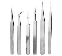 Set de 6 Pinzas de Precisión Antiestáticas en Acero Inoxidable para Electrónica, Joyería y Laboratorio, Kit de Herramientas para Reparación