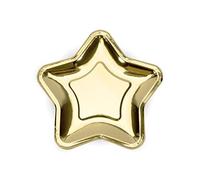 Set de 6 Platos Dorados con Forma de Estrella de Papel - Princess Party