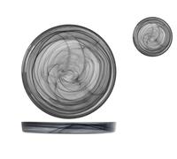 Set De 6 Platos Marca H&H Modelo Alabastro En Vidrio Negros De 21 H 2.5 Cm