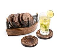 Set de 6 Posavasos, ecológicos, absorbentes y de Aspecto Antiguo Hechos a Mano. Divit Posavasos. (Boat Coaster)