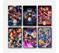 Set de 6 pósteres clásicos de anime de cómic de fantasía Demon Slayer - Arte de pared en lienzo estético para habitación, decoración del dormitorio, 20x30cm(08x12pulg)