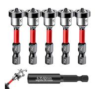 Set de 6 Puntas Atornillador Imantadas PH2, 1/4'' Hexagonal Portapuntas Magnético Ajustable, con Portabrocas de 60mm, Punta Pladur para Taladros Manuales, Pladur Puntas Atornillador