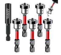 Set de 6 Puntas Atornillador Imantadas PH2, Hexagonal 1/4'' Portapuntas Magnético, Portabrocas de 60mm, Punta Pladur Ajustable, para Atornilladores Inalámbricos y Taladros Manuales