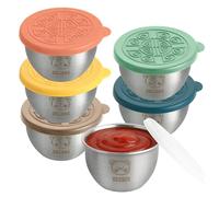 Set de 6 Recipientes para Ensaladas con Aderezos: Acero Inoxidable de Máxima Durabilidad, Capacidad 50 ml, Tapas de Silicona Anti-Fugas y Sellado Hermético, para Transportar Tus Salsas sin Derrames