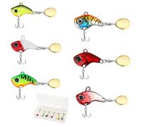 Set de 6 Señuelos de Pesca, Kit de Señuelos Jig Spinner, Señuelos Artificiales, Cucharillas Giratorias con Cabeza de Plomo, Señuelos para Lucio, Anzuelos para Perca, Lucio, Lucioperca, Siluro, Cacho