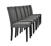 Set de 6 sillas de comedor den haag tapizadas textil y madera 90x42x48 gris oscuro negro [en.casa]