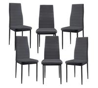 Set de 6 sillas de comedor lidköping con respaldo alto tapizada cuero sintético mate 96x43x52 cm - gris oscuro [en.casa]