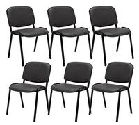 Set De 6 Sillas De Conferencia Ken En Cuero Sintético | 6 Sillas De Reuniones Apilables I 6 Sillas De Espera con Base De Metal I Color:, Color:Gris