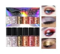 Set de 6 sombras de ojos líquidas, sombra de ojos líquida nacarada, sombra de ojos waterproof de larga duración con pigmentos metálicos brillantes, set de líquidos de colores