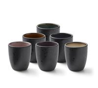 BITZ Juego de 6 tazas de café y espresso de cerámica, 10 cl, aptas para lavavajillas, color negro