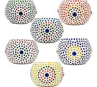 SET de 6 unidades Farol de mosaico oriental Ajan 9 cm Variedad de colores | Portavelas de cristal oriental Oriental | Faroles marroquíes de cristal como decoración | 6 unidades