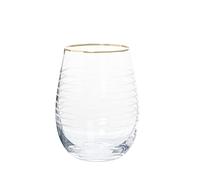 Set de 6 Vasos de Cristal Tallado y 400ml en Transparente y Filo Dorado 8,5x11,5cm