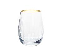 Set de 6 Vasos de Cristal Tallado y 400ml en Transparente y Filo Dorado 8,5x11,5cm