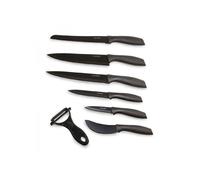 Cecotec Juego de 7 Cuchillos Profesionales Cuchillos Titanium. Acero Inoxidable, Recubrimiento cerámico, Hoja de 2mm de grosor, Incluye Estuche