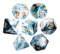 Set de 7 Dados Juego de Dados Poliédricos con Bolsa Negra Juego de Dados de Calabozos y Dragones Set de Dados de Juegos de rol para Explorador Juego de rol RPG (Azul Claro y Blanco)