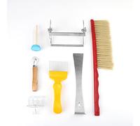 Set de 7 piezas de equipo de apicultura, kit esencial de herramientas para apicultura con cepillo para abejas, capturador de reinas, rascador para tapones de cera, herramienta para