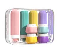 Set de 8 artículos aseo viaje, contenedores silicona a prueba fugas, tarro crema para Viajar