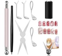 Set de 8 imanes efecto «Ojo de Gato» - Kit de 3 en 1 para decoración de uñas, incluye imanes tipo tijera y cilíndricos para crear efectos de cuentas de cristal, así como diseños curvos y anchos de