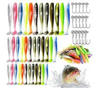 Set de 87 Soft Señuelos de Pesca Señuelos de Goma Flotantes para Barracuda con Cabezas Plomadas y Kit de Pesca Accesorios Kit de Plástico Suave para Lubina, Lucioperca y Trucha