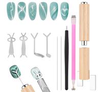 Set de 9 imanes para uñas efecto ojo de gato, TOROKOM diseño de uñas con múltiples patrones para esmalte de gel ojo de gato, juego de herramientas magnéticas con formas de corazón, cuadrado y redondo