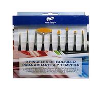 Set de 9 Pinceles Van Gogh tamaño Mini para Acuarela y témpera (Manualidades)