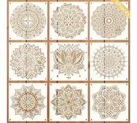 Set de 9 plantillas de mandalas - Plantillas para pintar en madera, pisos, paredes, azulejos y muebles de tela - Plantillas para muebles