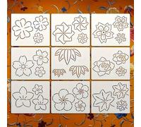Set de 9 plantillas para bordado y acolchado Lum, patrones de y - Plantillas reutilizables para mascotas para decoración del hogar, , posavasos de tela y manualidades - Diseños florales y botánicos