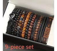 Set de 9 pulseras retro tejidas con cuentas de y piedra de luna, ideal para fiestas casuales, complementos de moda, regalo de Navidad, regalo de Halloween, regalo de ( no incluida)