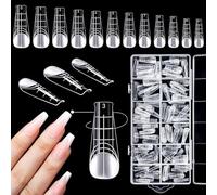 Set de 96 Moldes de Uñas Postizas Mate Dual para Acrílico y Gel - 4 Estilos de Uñas Stiletto con 12 Tamaños Diferentes - Herramientas de Manicura para Extensiones de Uñas