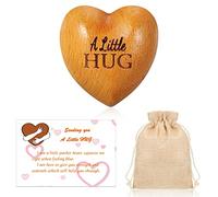 Set de A Little Hug Adornos de Corazón de Madera Regalo de Aislamiento Tarjeta de Sending You a Hug Regalo Pensando en Ti con Bolsa de Almacenamiento con Cordón para Amigos Familia Amante