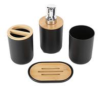 Set de Accesorios de Baño, Juego de 4 Piezas de Bambú con Portacepillos y Jabonera, para Hogar y Hotel