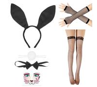 Set de Accesorios de Disfraz de Conejo - Conjunto de Disfraz de Conejita Playboy Sexy, Ideal para Fiestas de Cosplay y Eventos Festivos, Adecuado para el juego de roles de Navidad de Halloween